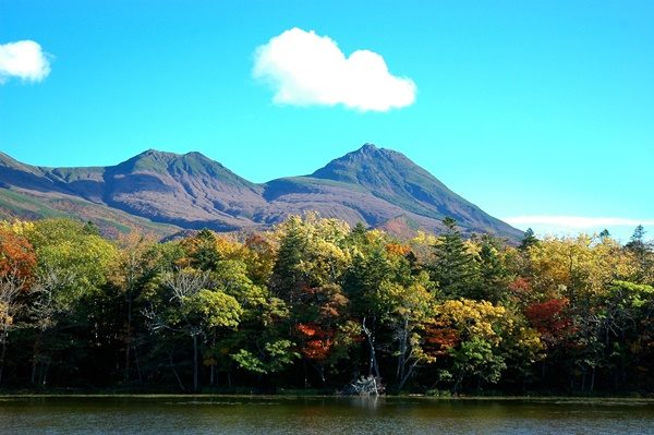 秋の知床五湖と知床連山