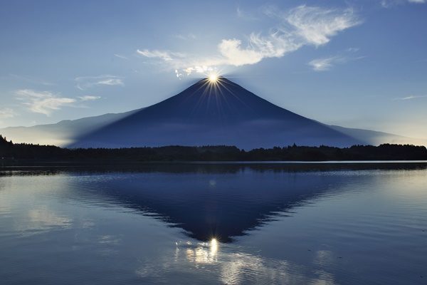 田貫湖のダブルダイヤモンド富士